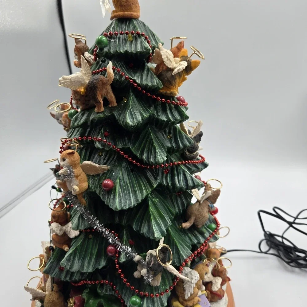 Vtg Bradford Editions 2004 Purr-fect Holiday Kitten Angel Christmas Lighted Tree